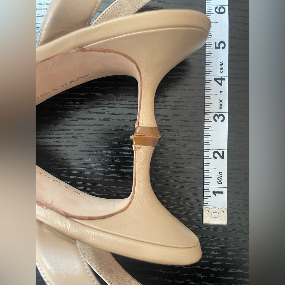 Manolo Blahnik Nude Beige Pointed Slingback Heels - Picture 9 of 9